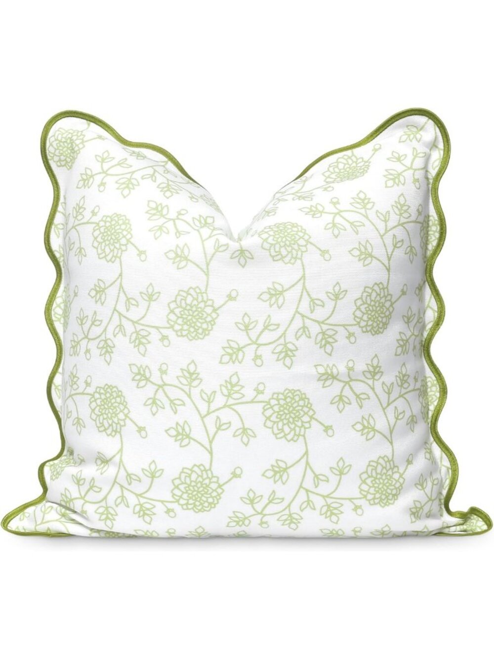 Coastal Scalloped Throw Pillow Cover 20"x20" | Water Repellent Floral Design